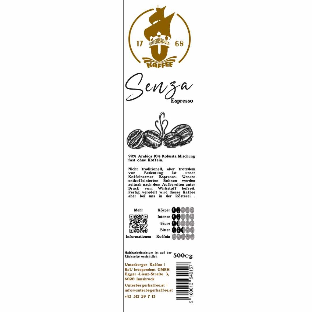 [211] UBK Senza 500g (KM ganze Bohne)