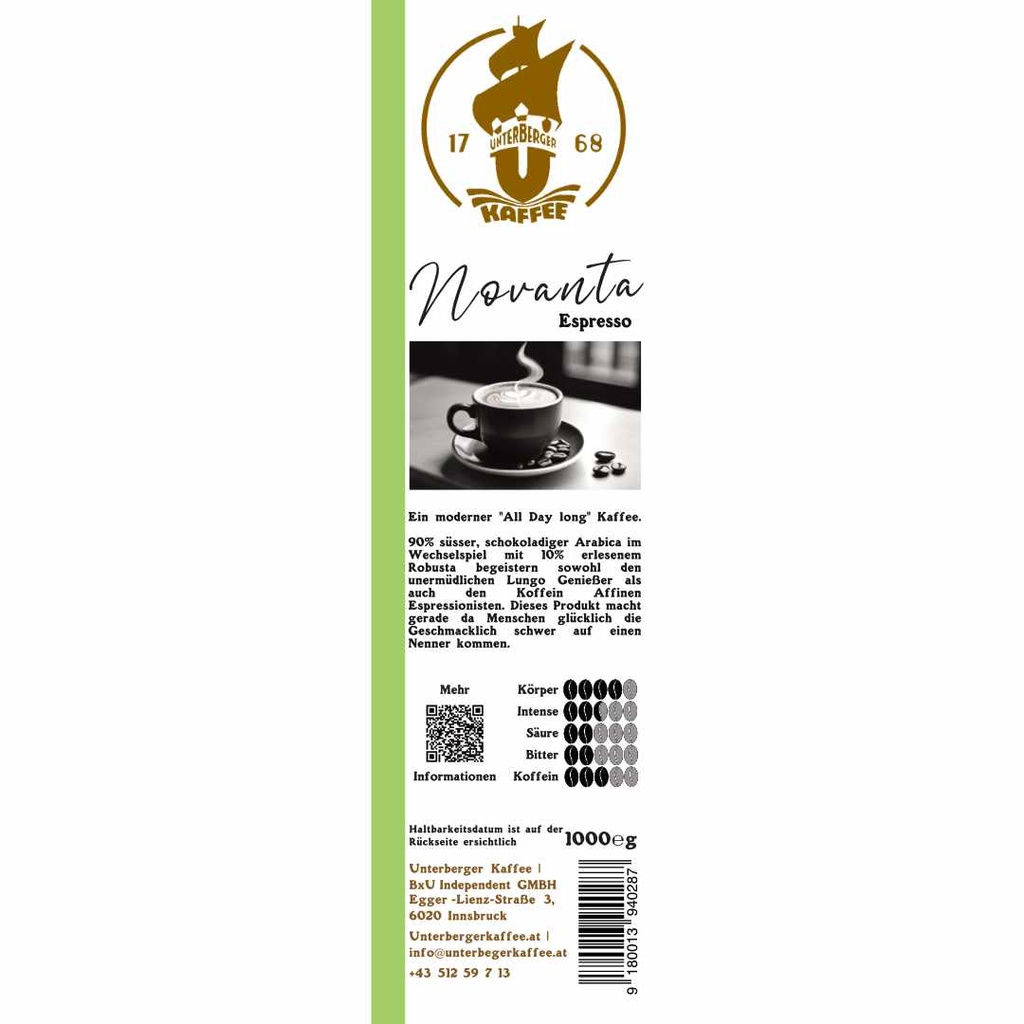 [231] UBK Novanta Espresso 1000g (KM ganze Bohne)