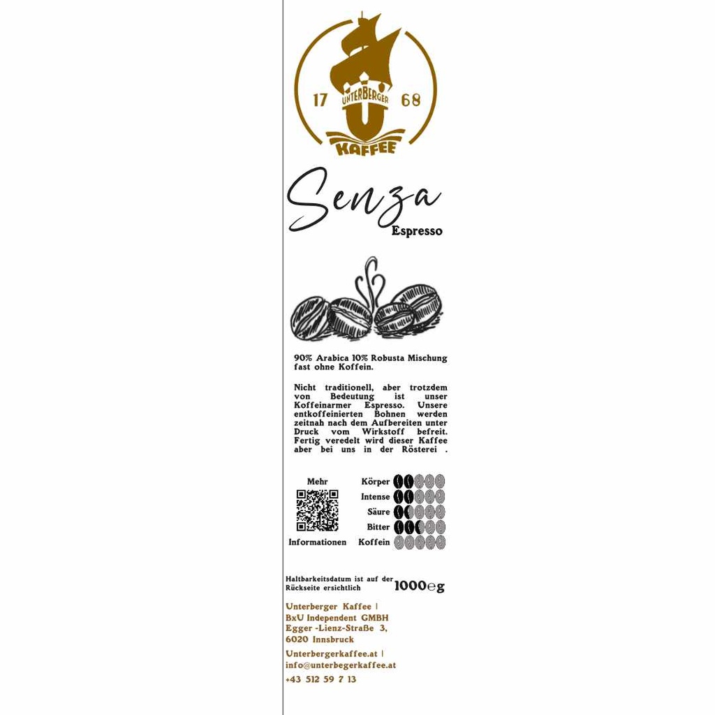 [210] UBK Senza 1000g (KM ganze Bohne)